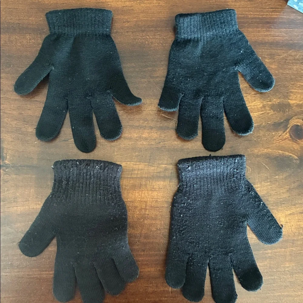 Boys skeleton look and skateboard them knit black gloves bundle of 2